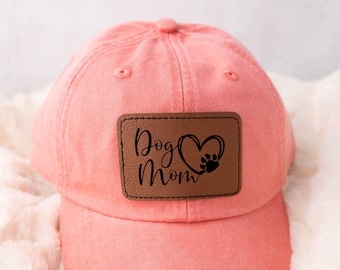 Dog Mom Hat -  leather patch hat - dog gifts - dog mom gift - dog mama trucker baseball cap - hats for women
