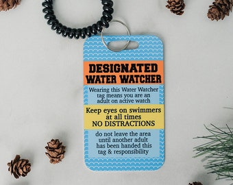 Pool Safety Badge, Water Watch Tag, Water Safety, Swimming Pool Accessories