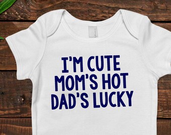 Funny Baby Boy Shirt - Newborn Baby Boy Gift - New Baby Boy Blue Clothing - Cute Hot Lucky