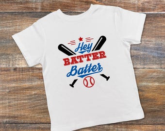 Baseball Shirt - Toddler Baseball Tee - Hey Batter Batter - Red White & Blue