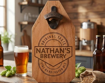 Custom Brewery Sign With Wood Bottle Opener, Personalized Gift Beer Wall Decor, Dad Beer Gift, Man Cave Decor, Beer Gifts For Men