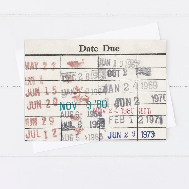 Library Book Due Date Blank Notecard Set - Joyful Moose