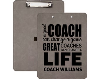 coach gifts, Custom Clipboard for coaches, leather clip board sports team appreciation gift, baseball soccer football basketball baseball