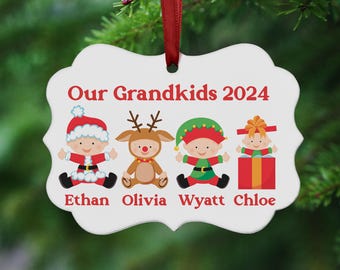 Grandkids Ornament Personalized Christmas Ornament, Custom Family Ornament, Grandparents Gift, Holiday Keepsake With Names, Year, Photo