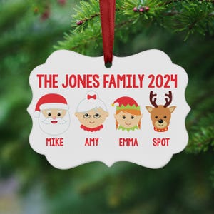Personalized Family Christmas Ornament, Custom Holiday Decoration, Family Faces Heads Keepsake, Christmas Tree Gift for Family of 4