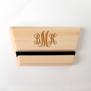 Monogram Wood iPad Stand, Engraved Tablet Holder, Docking Station