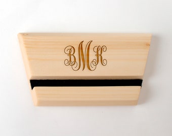 Monogram Wood iPad Stand - Personalized iPad Charging Holder - Engraved Wood Docking Station