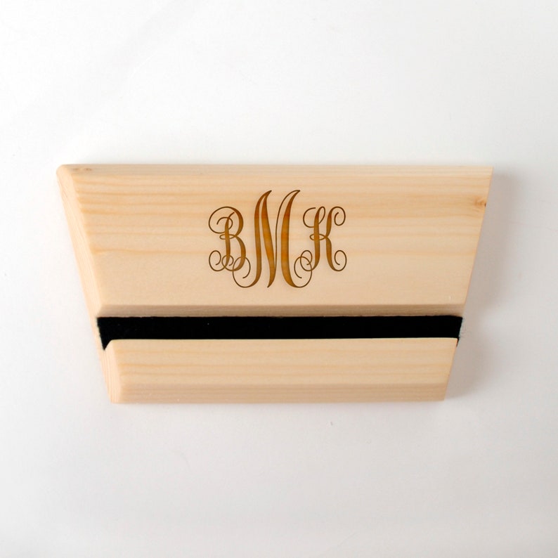 Monogram Wood iPad Stand, Engraved Tablet Holder, Docking Station