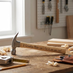 Personalized Laser Engraved Hammer, Custom Wood Handle, Gift for Grandpa