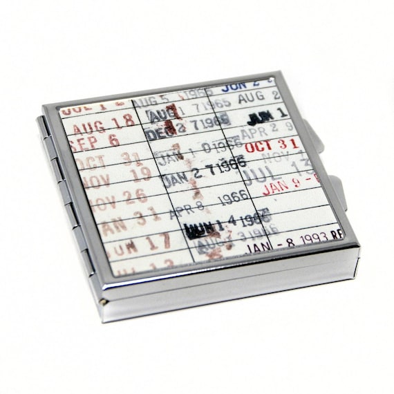 Vintage Library Card Pill Box, Book Lover Gift