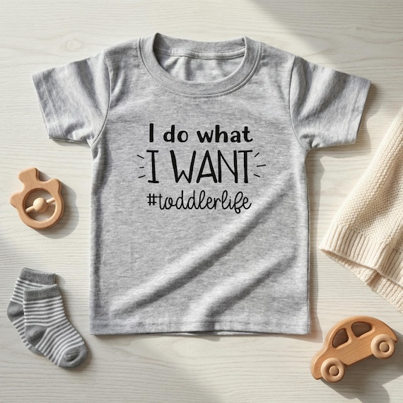 Toddler Boy T Shirt, Funny I Do What I Want Quote, Soft Cotton Heather Gray Tee, Casual Everyday Gift