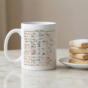 Library Card Coffee Mug - Book Club Gift - Coffee Tea Cup Gifts for Readers
