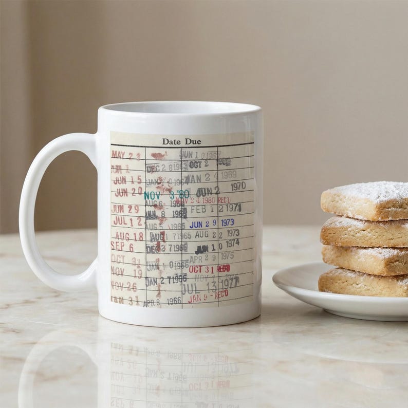 Library Card Coffee Mug - Book Club Gift - Coffee Tea Cup Gifts for Readers