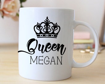 Taza de café personalizada para mujeres - Taza de café corona personalizada para ella - Taza de café reina personalizada - Regalos de cuento de hadas