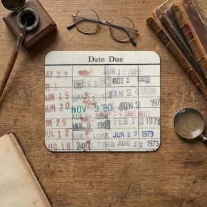 Mouse Pad Library Checkout Card, Vintage Literary Gift For Reader, Nerdy Mousepad, Book Themed Gift, Librarian Desk Library Decor
