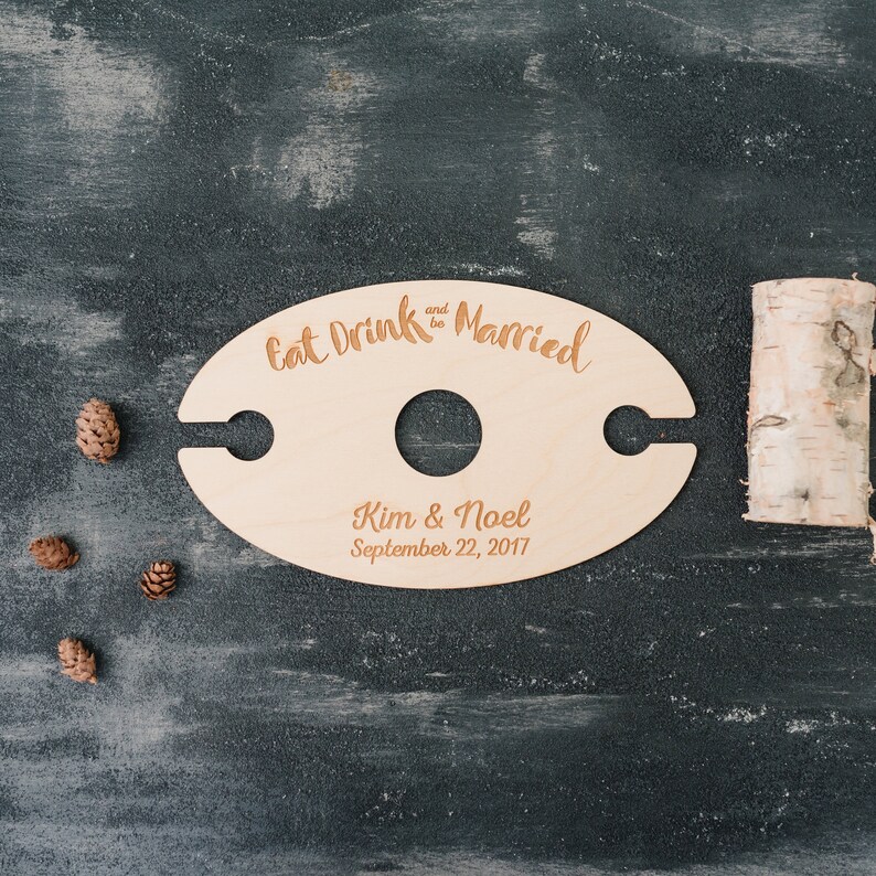 Wine Glass Holder Wedding Gift Eat Drink & Be Married Etsy