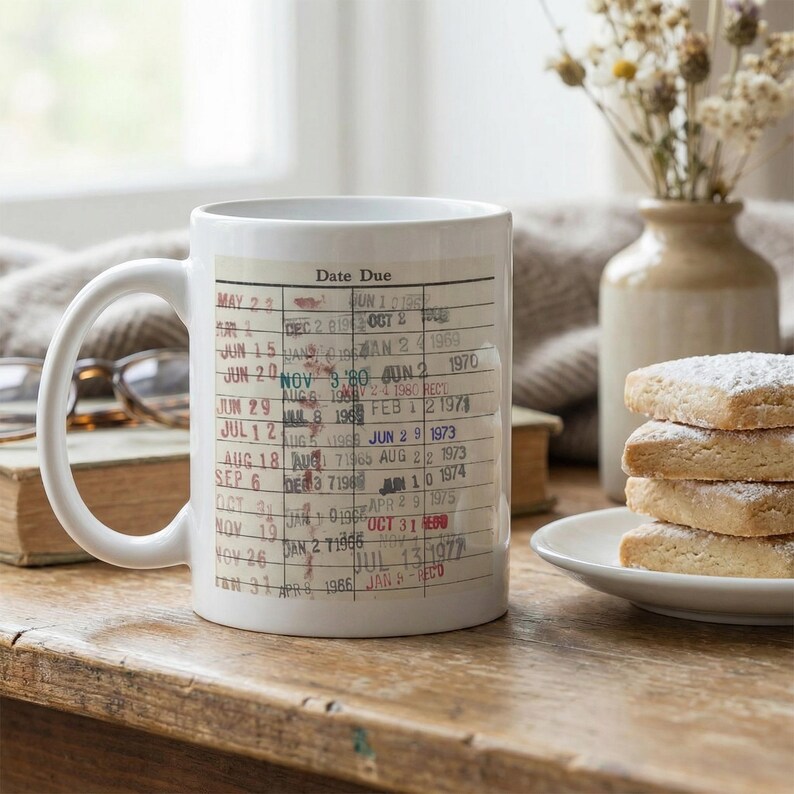 Library Card Coffee Mug - Book Club Gift - Coffee Tea Cup Gifts for Readers