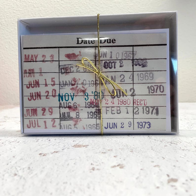 Library Book Due Date Blank Notecard Set - Joyful Moose