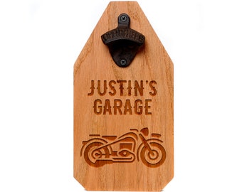 Personalized Motorcycle Wood Sign - Motorcycle Gift for him - Rustic Beer Bottle Opener