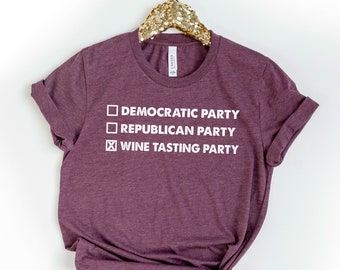 Chemise politique amusante, t-shirt pour les élections de 2024, cocktail du parti républicain démocrate, pizza dégustation de vins, bière