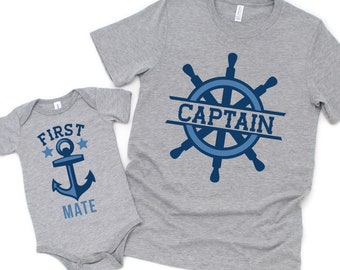 father son shirts - nautical captain & first mate - father's day gifts - toddler baby