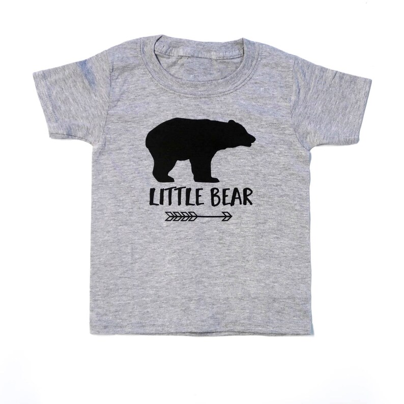 Little Bear Shirt Gray Toddler Tee Sister Bear T-shirt Brother Bear Tshirt Matching Family Kids Tshirts image 3