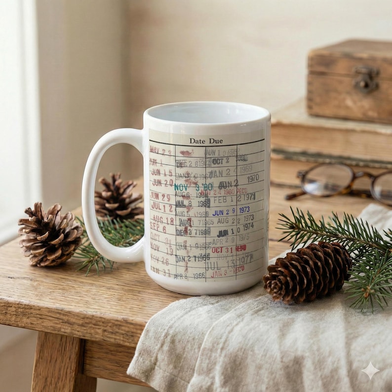 Library Card Coffee Mug - Book Club Gift - Coffee Tea Cup Gifts for Readers