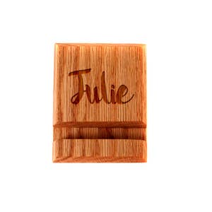 Personalized Gift for Her - Handmade Wood iPhone Stand - Custom Laser Engraved Phone Holder