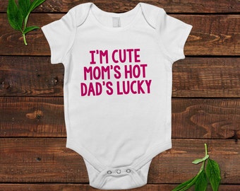 Funny Baby Girl Shirt - Newborn Baby Girl Gift - New Baby Girl Pink Outfit - Cute Hot Lucky