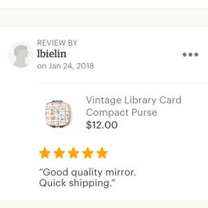 Vintage Library Card Compact Purse Mirror Bookish Gift For Readers, Teachers, Librarians Library Book Due Date, book lover gift image 6