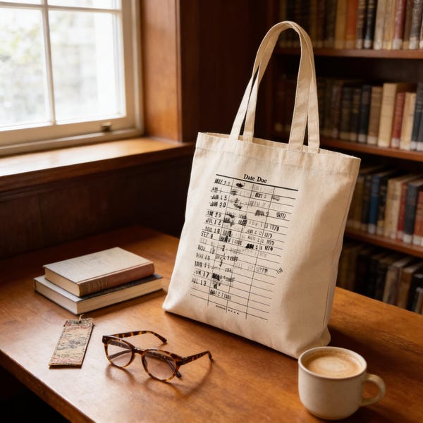 Library Checkout Card Canvas Tote Bag | Book Lover Gift