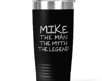 Personalized 20 oz. Insulted Powder Coated Tumbler - Pink or Black Stainless Steel Personalized Insulated Mug for Men - Gift for Him