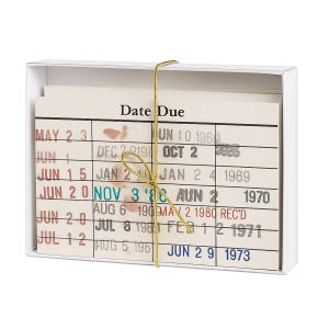 Library Book Due Date Notecard Set, Vintage Library Inspired Stationery, Book Lover Gift, Librarian Gift, Gift Box Stationery