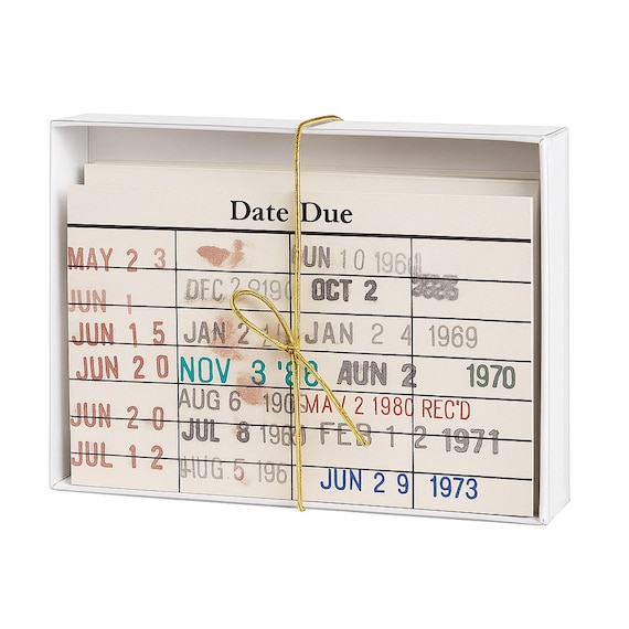 Library Book Due Date Notecard Set, Vintage Library Inspired Stationery, Book Lover Gift, Librarian Gift, Gift Box Stationery