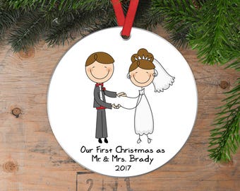 Personalized Wedding Gift Christmas Ornament - Wedding Christmas Ornament - Newlywed Christmas Gift - Our First Christmas as Mr & Mrs