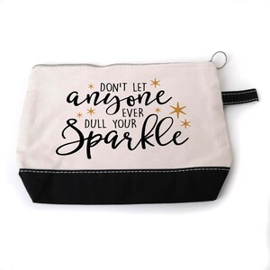 Inspirational Cosmetic Bag Zipper Pouch Pencil Case Gold Sparkle image 2