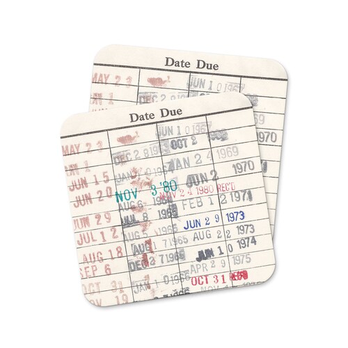Out of Print Library Card Coaster Set ZCOAST200102CS Out of Print Library Card Coaster Set ZCOAST200102CS