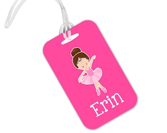 Ballet Bag Tag - Pink Girls Luggage Tag - Ballerina Backpack Name Tag - Ballet ID Tag - Stocking Stuffer