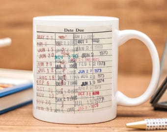 Library Card Coffee Mug - Book Club Gift - Coffee Tea Cup Christmas Gifts for Readers