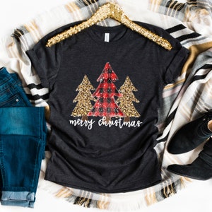 Christmas Shirt Trees Cheetah Print, Cute Christmas Shirt, Christmas Tshirt, Merry Christmas Tee, Festive Christmas Outfit Top