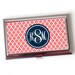 Monogram Business Card Case - Coral Monogram Business Card Holder - Navy Blue Silver Business Card Case 