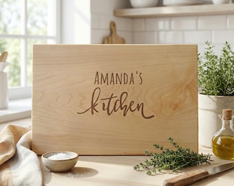 Personalized Maple Wood Cutting Board, Engraved Kitchen Decor