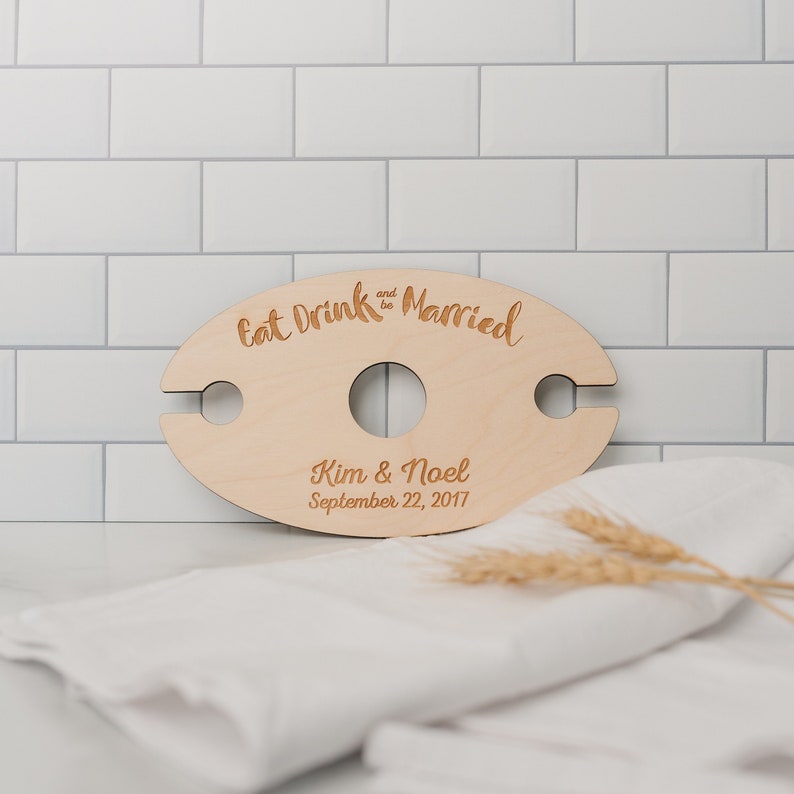Wine Glass Holder Wedding Gift Eat Drink & Be Married Etsy