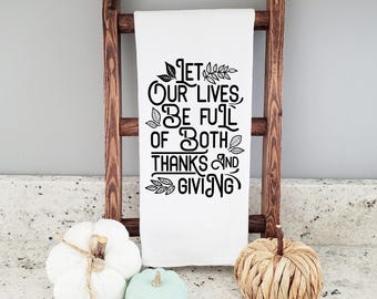 Flour Sack Towel Thanksgiving Decor, Autumn Kitchen Towel, Fall Kitchen Decor, Hostess Gift, Printed Tea Towel, Thanksgiving Gift