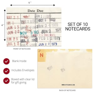 Library Book Due Date Blank Notecard Set - Joyful Moose