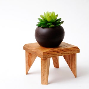 Geometric Plant Stand Oak Wood, Walnut Wood Display Stand image 4