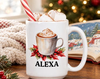 Hot Chocolate Mug - Personalized christmas mugs for children - Hot Cocoa Mug Gift - Personalized Kids Gift - Secret Santa Gifts for Kids