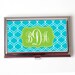 Elegant Turquoise Monogram Business Card Case - Monogram Business Card Holder - Monogram Business Card Case 