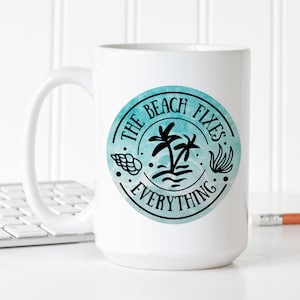 Beach Mug - beach house gift - beach gifts for her - ceramic tea mug - beach decor - gift for her - Ocean Coffee Mug