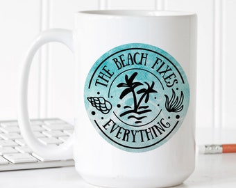 Beach Mug - beach house gift - beach gifts for her - ceramic tea mug - beach decor - gift for her - Ocean Coffee Mug